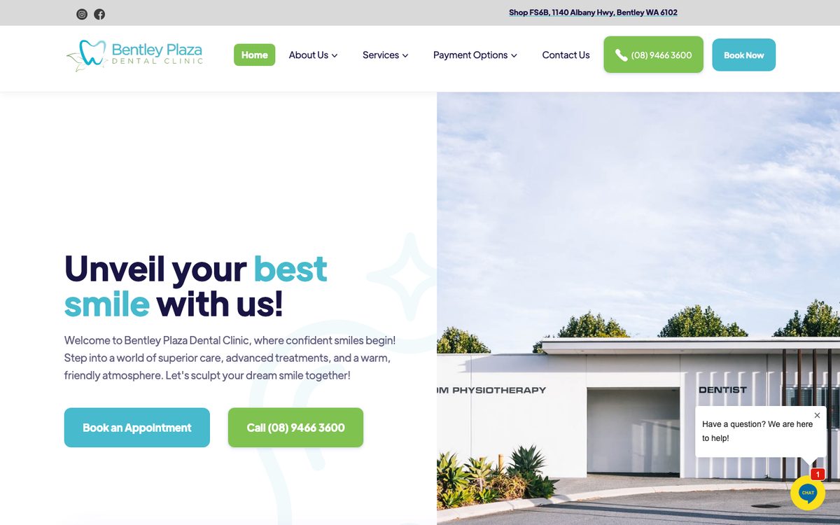 Bentley Plaza Dental website